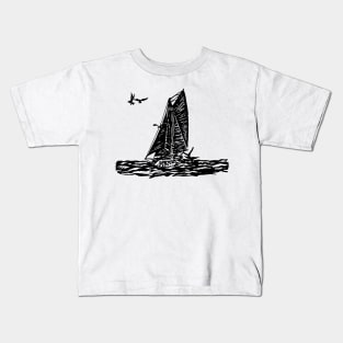 Gaff-Rigged Cutter Sailboat Kids T-Shirt